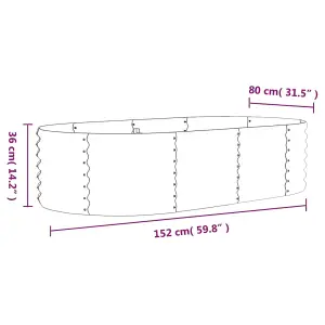 Berkfield Garden Planter Powder-coated Steel 152x80x36 cm Silver