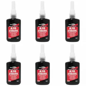 Bond It A70 Studlock Nut Lock Stud Thread Lock Sealer Adhesive Oil Tolerant 50ml (Pack of 6)