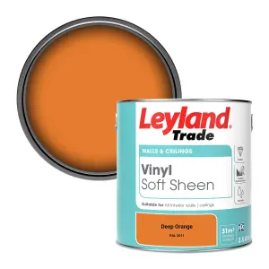 Leyland Trade Vinyl Soft Sheen Walls & Ceilings Emulsion Paint Deep Orange (RAL 2011) - 2.5L