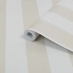 Laura Ashley Lille Beige & white Stripe Smooth Wallpaper Sample