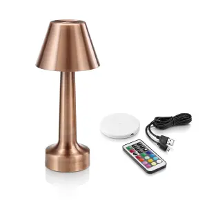 Auraglow COPPER Rechargeable Colour Changing LED Table Lamp - Remote-Controlled