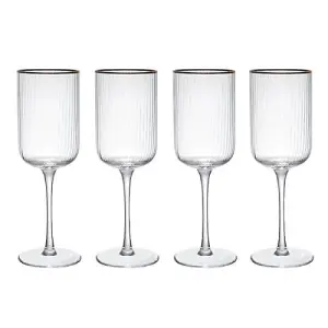 Mikasa Sorrento Ridged Crystal Set of 4 450ml Red Wine Glasses