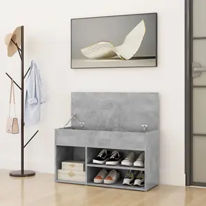 Berkfield Shoe Bench Concrete Grey 80x30x45 cm Engineered Wood