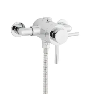 Chrome Thermostatic Exposed Mixer Shower With Adjustable Wall Mounted Slide Rail Kit (Lake) - 1 Shower Head