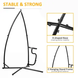 Outsunny Hammock Chair Stand Only Heavy Duty Metal C-Stand Indoor or Outdoor