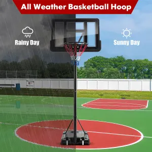 Costway Height Adjustable Basketball Hoop System Wheels & Fillable Base Basketball Goal