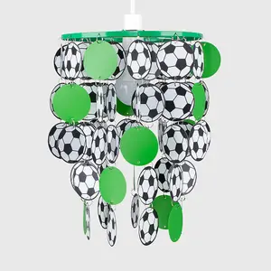 ValueLights Children's Green And White Football Bedroom/Nursery Ceiling Pendant Light Shade