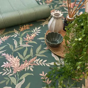 Olivia Floral Wallpaper Pink / Sage Green Belgravia 5906