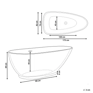 Freestanding Bath 1730 x 820 mm White GUIANA