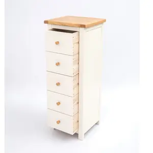 Maggiori 5 Drawer Narrow Chest of Drawers Wood Knob