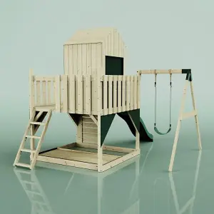 Rebo PolarPlay Kids Climbing Tower & Playhouse - Swing Bjorn Green