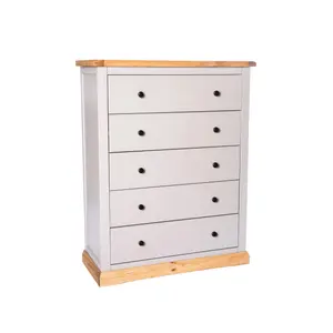 Bomporto 5 Drawer Chest of Drawers Brass Knob