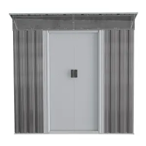 Grey Galvanized Steel Acrylic Storage Shed Outdoor Shed Slope Roof Double Door