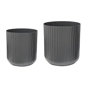 Hudson Slate Corrugated Planters Set of Two H37cm D37cm