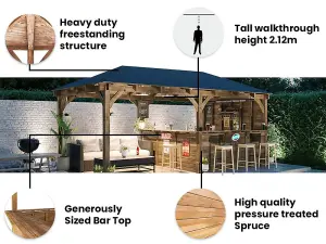 Dunster Wooden House Garden Bar 6m x 3m Outdoor Pub Shed with Counter Leviathan Side Wall