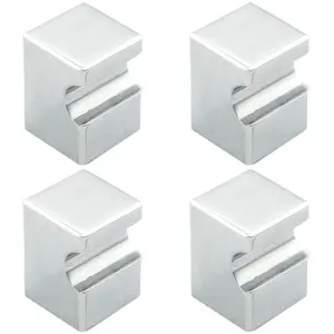 4 PACK - Square Cupboard Door Knob 18 x 18mm - 25mm Projection Polished Chrome