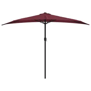 Berkfield Balcony Parasol with Aluminium Pole Bordeaux Red 300x150x253 cm Half