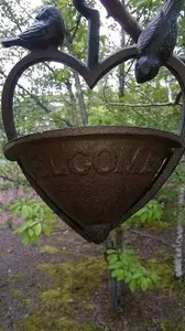 Cast Iron Bird Feeder with Robins