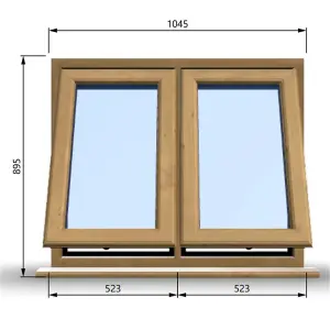 1045mm (W) x 895mm (H) Wooden Stormproof Window - 2 Opening Windows (Opening from Bottom) - Toughened Safety Glass