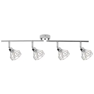 4 Light Spotlight Metal Bar Silver ERMA