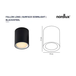 Nordlux Fallon Long Surface Indoor Kitchen Dining Hallway Downlight In Black/Steel (Height) 12cm