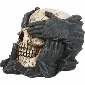 Spiral Direct See No Evil Resin Skull Sculpture Black/White (One Size)