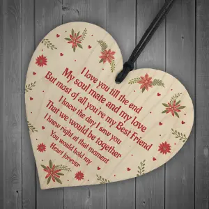 Anniversary Gift For Husband Wife Boyfriend Girlfriend Wooden Heart Thank You Plaque