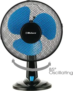 Belaco 12" Desk Fan - Table Fan -  Blue / Black