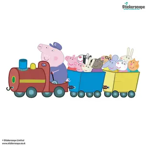 Stickerscape Peppa Pig and Friends Train Wall Sticker (Large Size) Children's Bedroom Playroom Décor Self-Adhesive Removable