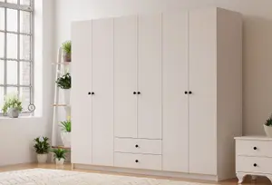 ECU 6 Door 2 Drawer White Wardrobe