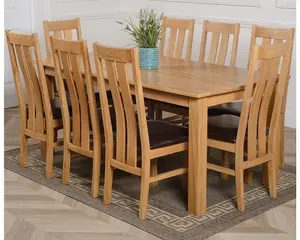 Oslo 180 x 90 cm Large Oak Dining Table and 8 Chairs Dining Set with Princeton Chairs