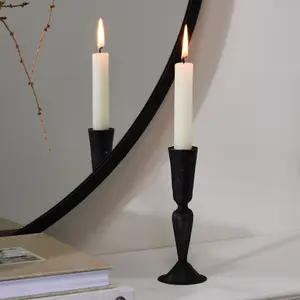 Antique Black Fluted Table Decoration Candle Holder Stand