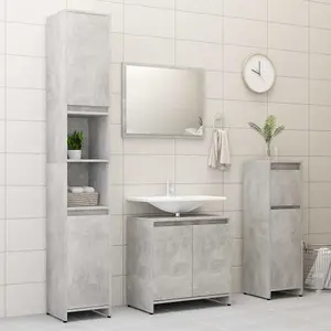 Berkfield Bathroom Furniture Set Concrete Grey Engineered Wood