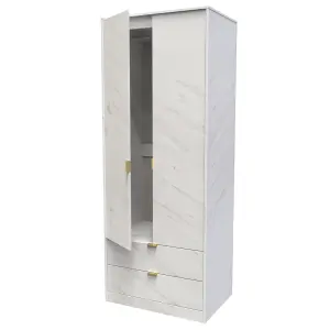 Fuji 2 Door 2 Drawer Wardrobe in Marble (Ready Assembled)