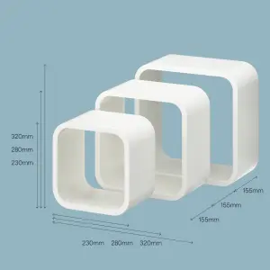 GoodHome Cusko White Cube shelf (L)32.5cm x (D)15.5cm, Set of 3