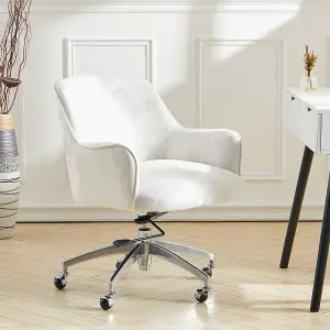 Beige Height Adjustable Ice Velvet Swivel Office Chair