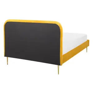 Velvet EU Double Size Bed Yellow FLAYAT