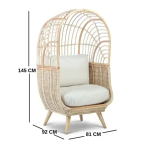 Cocoon Indoor Rattan Egg Chair with Beige Cushion