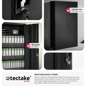 Filing Cabinet Blain - 4 height-adjustable shelves, 2 lockable doors, 180 x 80 x 40 cm - black