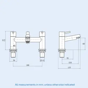 Nes Home Deck Mounted Bath Shower Mixer Tap With Handset Chrome