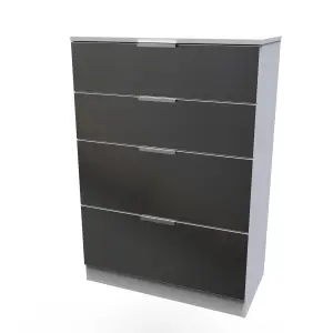 Poole 4 Drawer Deep Chest in Black Gloss & White (Ready Assembled)