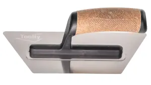 Toolty Flexible Trapezoidal Trowel with Cork Handle on Polyamide Foot 240mm Stainless Steel for Finishing Plastering Smoothing DIY