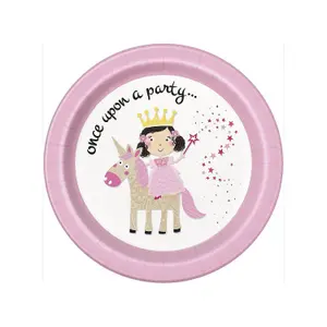 Unique Party Once Upon A Party Princess Unicorn Party Plates (Pack of 8) White/Pink (One Size)