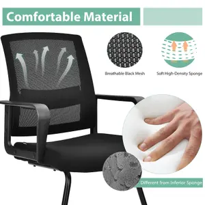 Costway Meeting Office Chairs Mid-Back Mesh Reception Chair w/ Adjustable Lumbar Support