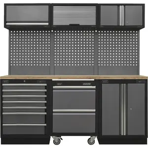 Versatile Garage Storage System with Pressed Wood Work Surface - 2040 x 460 x 2000mm