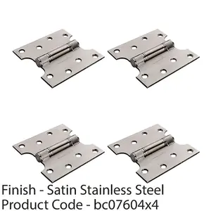 4 PACK - PAIR 102 x 152 x 3mm Parliament Hinge Satin Stainless Steel Internal Door