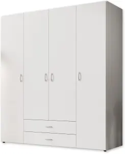 Elegant Stella Trading BASE Hinged Door Wardrobe W1600mm H1770mm D520mm - White Matt, Spacious Storage, Classic Design