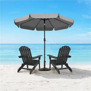 Yaheetech 2.675m Grey Patio Parasol Umbrella w/ Push Button Tilt and Crank