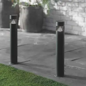 Garden Trading Putney Solar Path Post Bollard Light Motion Sensor Grey Steel