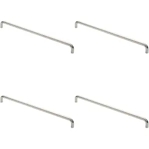 4x Round D Bar Pull Handle 619 x 19mm 600mm Fixing Centres Bright Steel